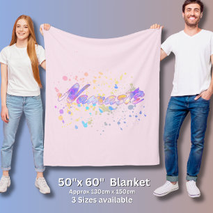 Couverture Polaire Namaste pour Yoga Aquarelle rose Mauve Jaune Bleu