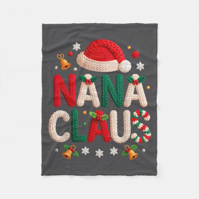Couverture Polaire Nana Claus Knitted Design Grandma Pajama Family Ma (Devant)