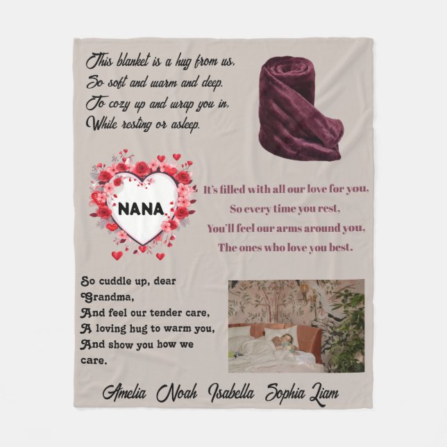 Couverture Polaire Nana's Snuggle Poem Blanket: (Devant)