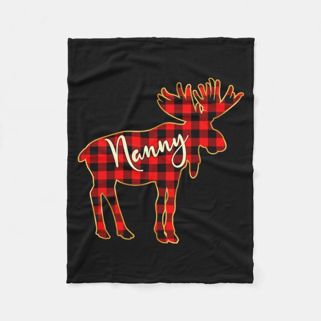Couverture Polaire Nanny Moose _ Buffalo Red Plaid Family Christmas  (Devant)