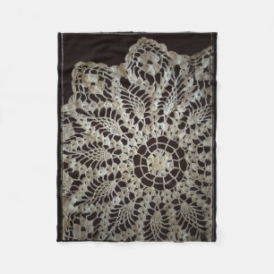 Couverture Polaire Napperon noir et blanc vintage de dentelle