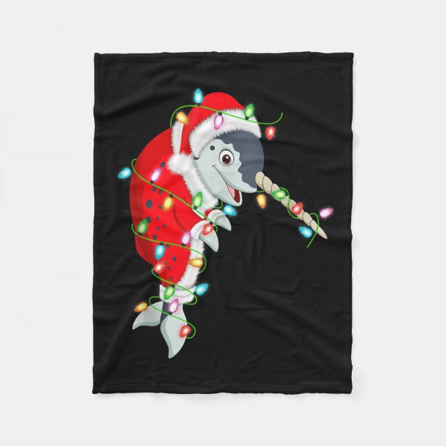 Couverture Polaire Narwhal Christmas Lights Santa Costume Cute Animal (Devant)