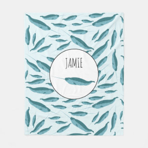 Couverture Polaire Narwhal dans le Motif de l'océan bleu