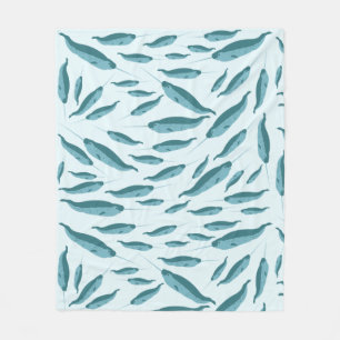 Couverture Polaire Narwhal dans le Motif de l'océan bleu