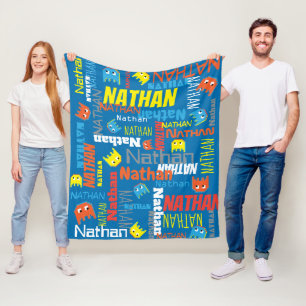 Couverture Polaire Nathan custom name pixel gaming character graphic