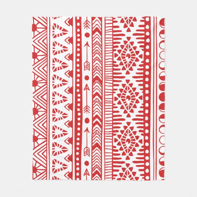 Couverture Polaire Native American : Red Ink Doodle. (Devant)