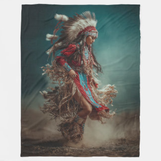 Couverture Polaire Native American Woman Throw Blanket