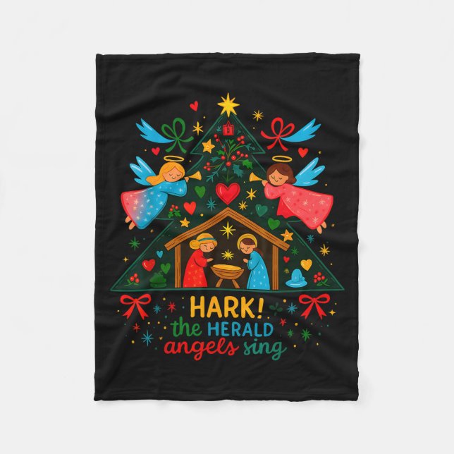 Couverture Polaire Nativity Hark The Herald Angels Sing Cute Christma (Devant)