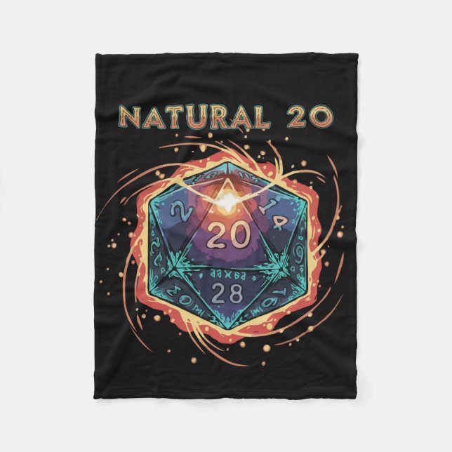 Couverture Polaire Natural 20 Flaming D20 Dice | Epic D&D Critical   (Devant)