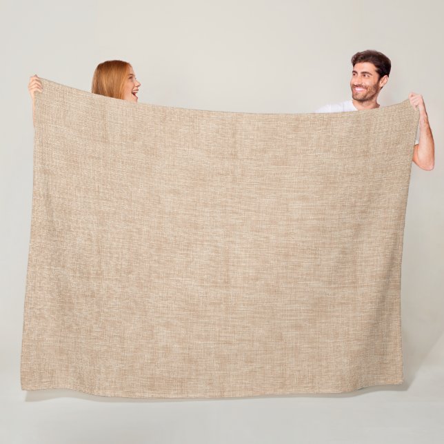 Couverture Polaire Natural Linen Fabric Texture in Warm Beige (En situation)