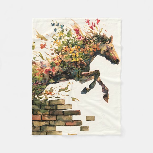 Couverture Polaire Nature Botanique Cheval Floral Jumping (Devant)