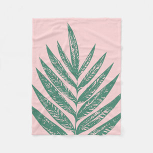 Couverture Polaire Nature botanique Illustration tropicale rose vert