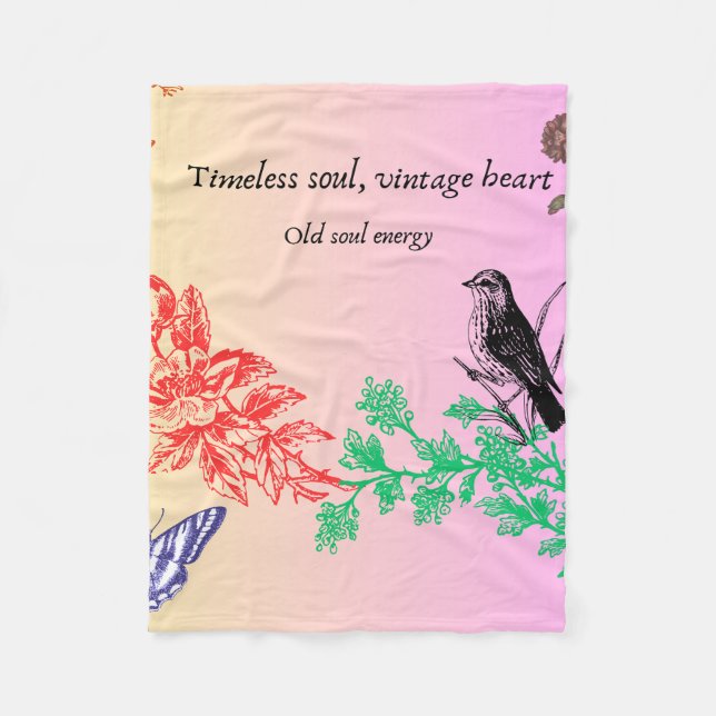 Couverture Polaire Nature Harmony Blanket – Birds, Trees & Butterfly  (Devant)