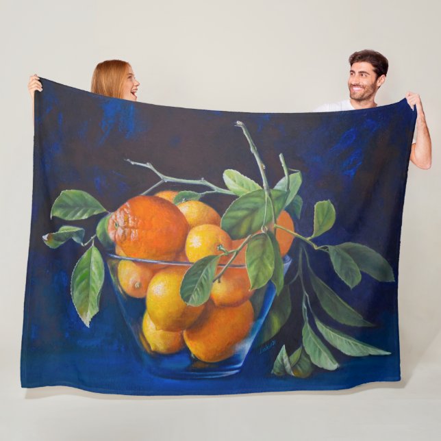 Couverture Polaire Nature morte aux citrons et branche d'orange (En situation)
