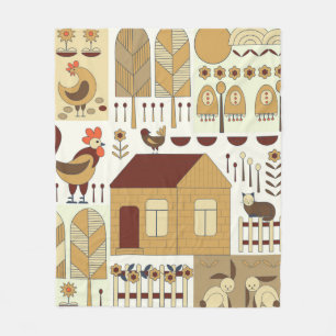 Couverture Polaire Nature pattern, cottagecore, gardening. Fence, flo