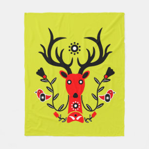 Couverture Polaire Nature scandinave Cerf Art T-shirt Throw Pi