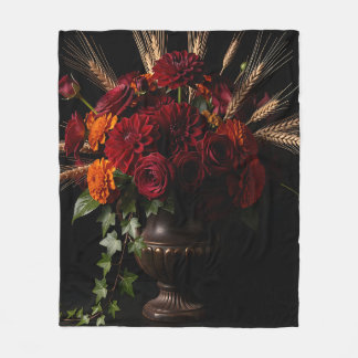 Couverture Polaire Natures mortes florales de Dahlia et Roses de Bour