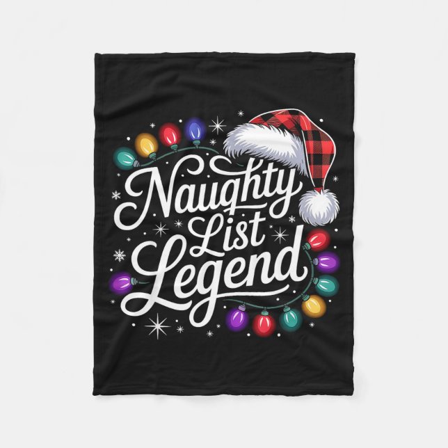 Couverture Polaire Naughty List Legend Xmas Lights Buffalo Plaid Red  (Devant)
