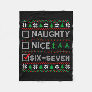 Couverture Polaire Naughty Nice 6-7 Drôle Brainrot Meme Noël laid Six