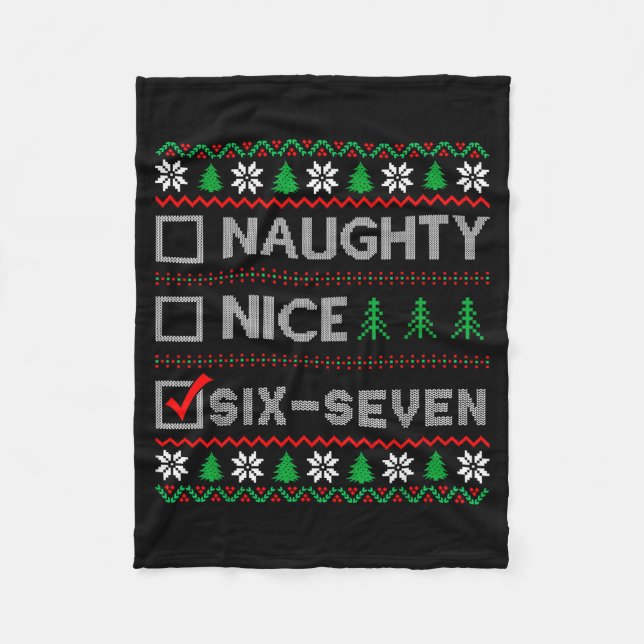 Couverture Polaire Naughty Nice 6-7 Drôle Brainrot Meme Noël laid Six (Devant)