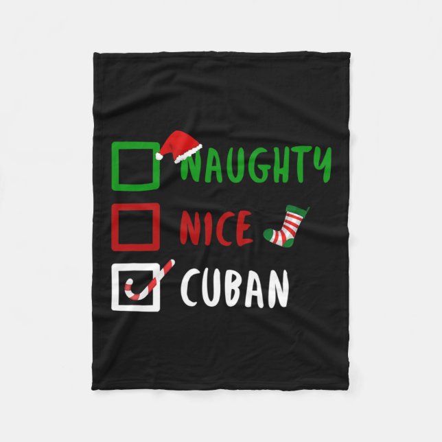 Couverture Polaire Naughty Nice Cuba Funny Cuba Christmas Père Noël C (Devant)