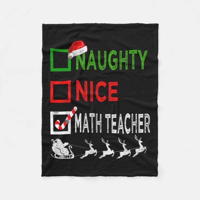 Couverture Polaire Naughty Nice enseignant math Pajamas de Noël Drôle (Devant)