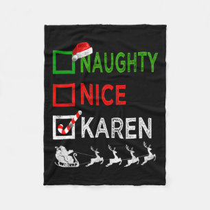 Couverture Polaire Naughty Nice Karen Christmas Pajamas Funny Santa H