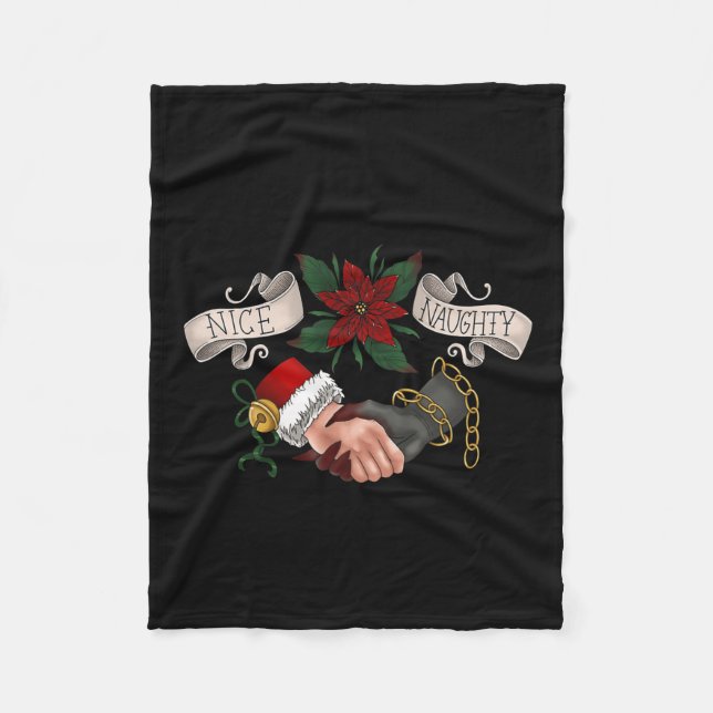 Couverture Polaire Naughty Ou Nice Krampus Et Père Noël Noël 1 (Devant)