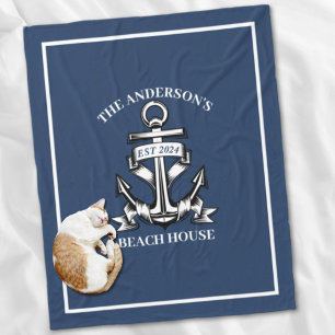 Couverture Polaire Nautical Beach House Nom de famille Est Ship Ancre
