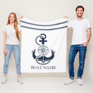 Couverture Polaire Nautical Blue Ancre Nom du bateau