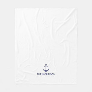 Couverture Polaire Nautical Custom Boat Name Marine bleu ancre blanch