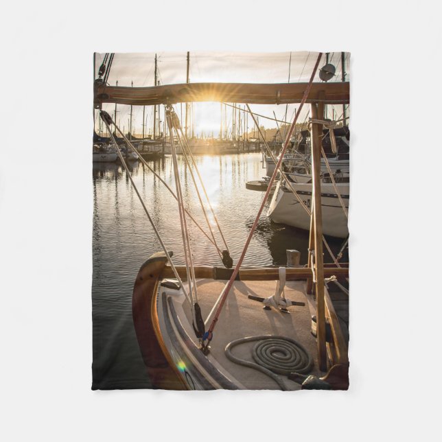 Couverture Polaire Nautical Sailboat And Sunset In Marina (Devant)