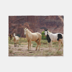Couverture Polaire Navajo Horses Run Free sur le Canyon Floor