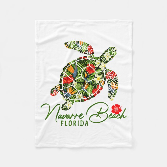 Couverture Polaire Navarre Beach Florida Sea Turtle Tropical Hibiscus (Devant)