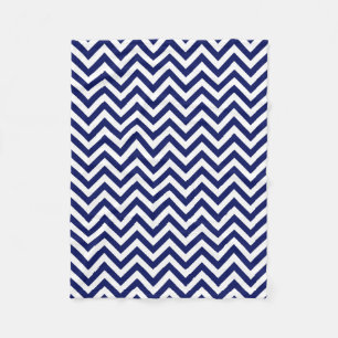 Couverture Polaire Navy Blue and White Large Chevron Zig Zag