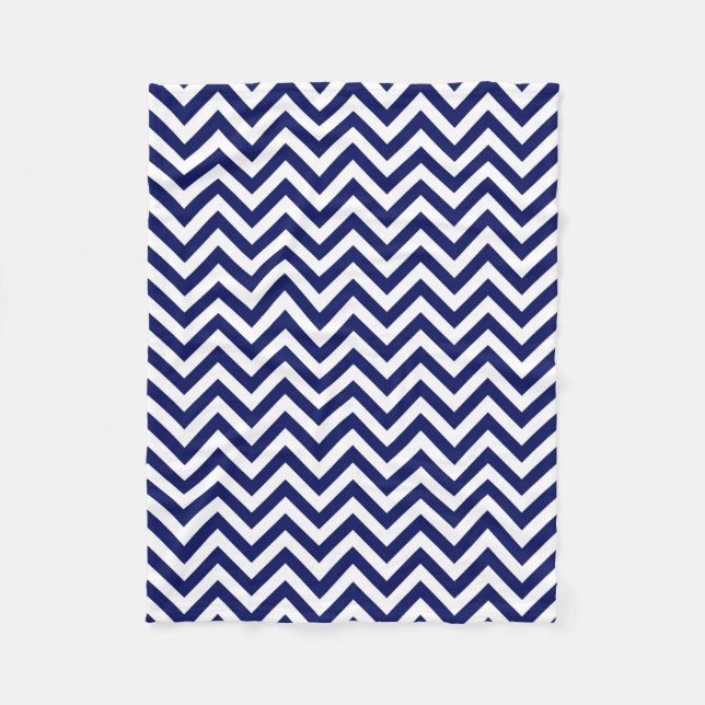 Couverture Polaire Navy Blue and White Large Chevron Zig Zag (Devant)