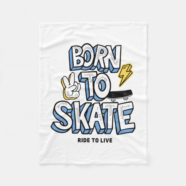 Couverture Polaire Né à Skate Ride pour vivre (Devant)