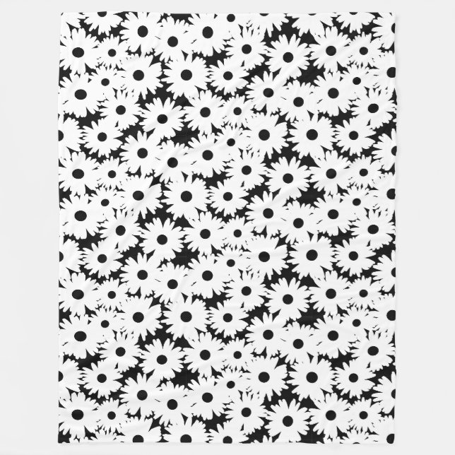 Couverture Polaire Négative Space Daisées blanc sur noir (Devant)