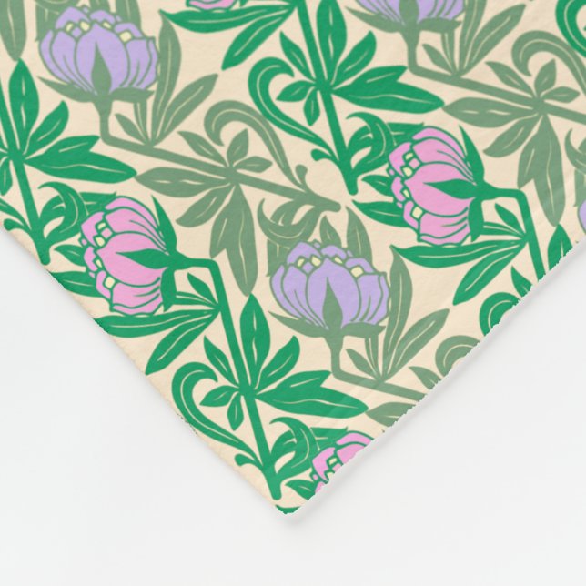 Couverture Polaire Nénuphars rose Art Nouveau damas (Coin)