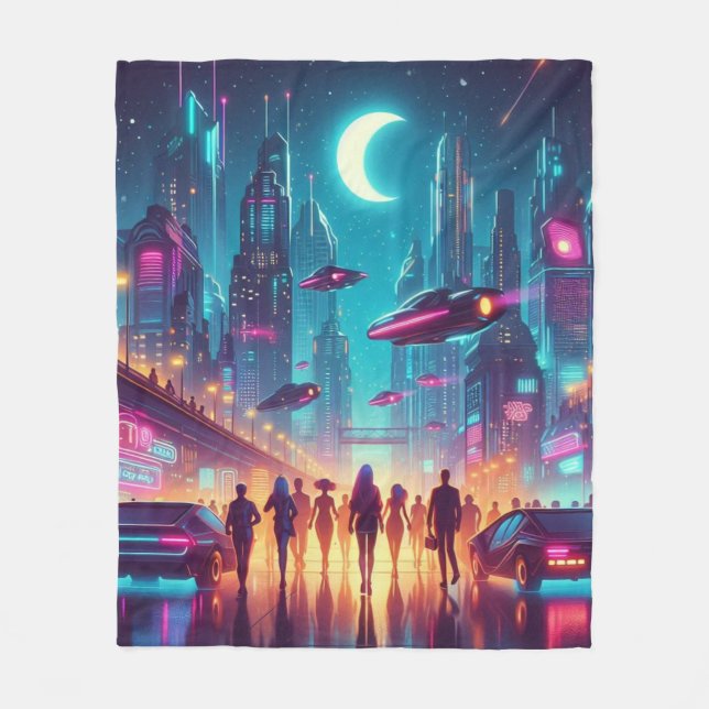 Couverture Polaire Neon Cityscape (Devant)
