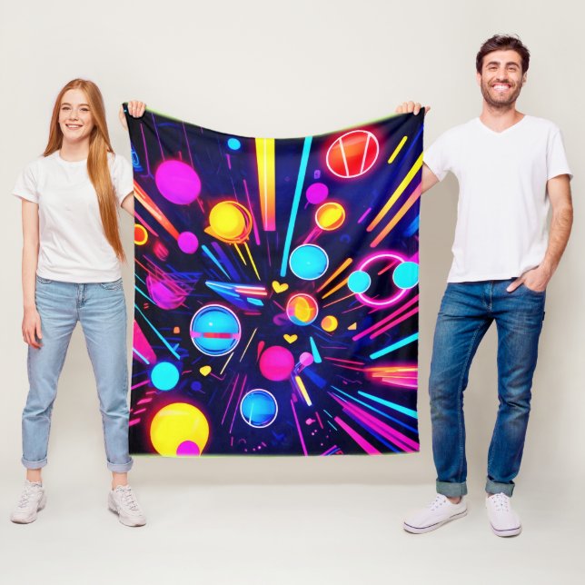 Couverture Polaire Neon Dreams - Formes et couleurs psychédéliques (En situation)