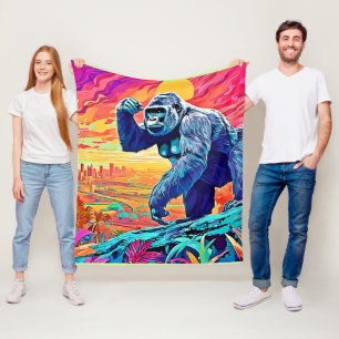 Couverture Polaire Neon Jungle Gorilla Imaginaire urbain