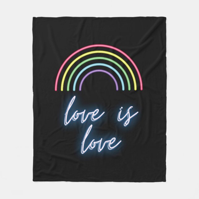 Couverture Polaire Neon Love Is Love Rainbow (Devant)