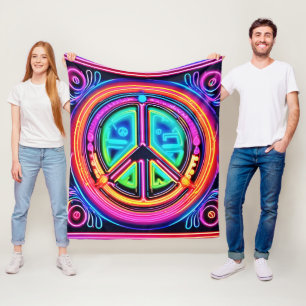 Couverture Polaire Neon Peace Mandala