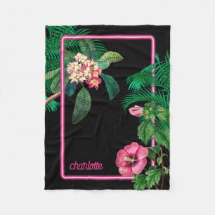 Couverture Polaire Neon Pink Tropical Botanical