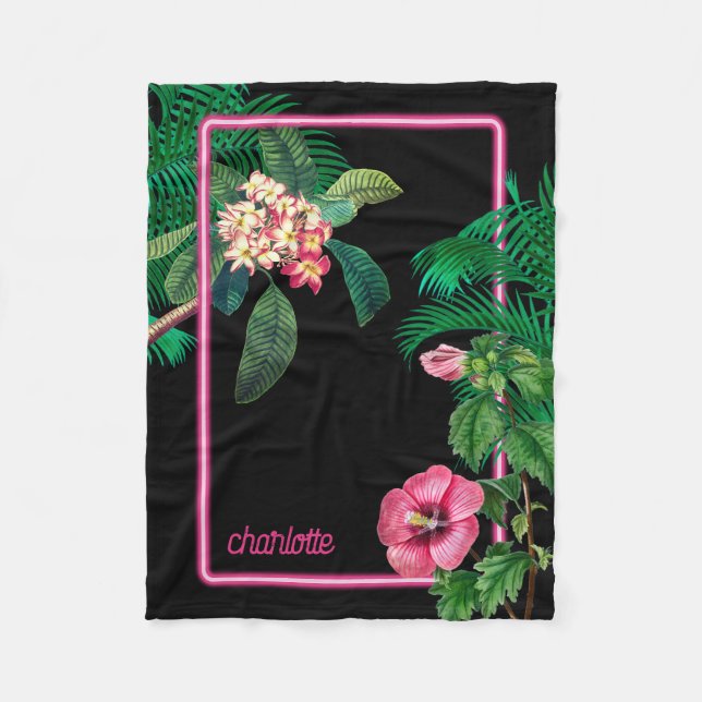 Couverture Polaire Neon Pink Tropical Botanical (Devant)