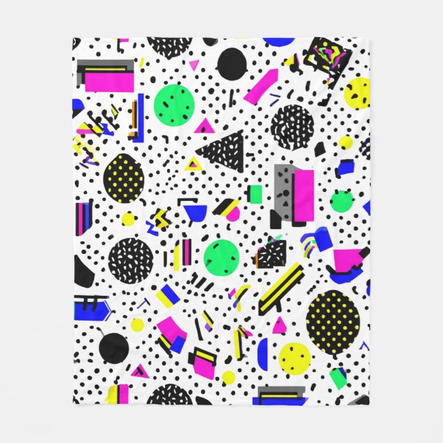 Couverture Polaire Neon Retro Memphis Geometric Chaos Pattern (Devant)