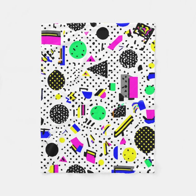 Couverture Polaire Neon Retro Memphis Geometric Chaos Pattern (Devant)