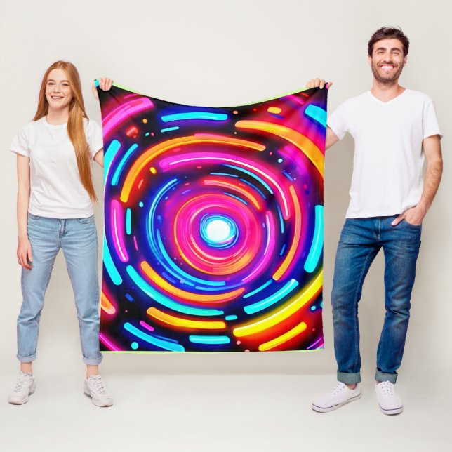 Couverture Polaire Neon Spiral Light Art (En situation)