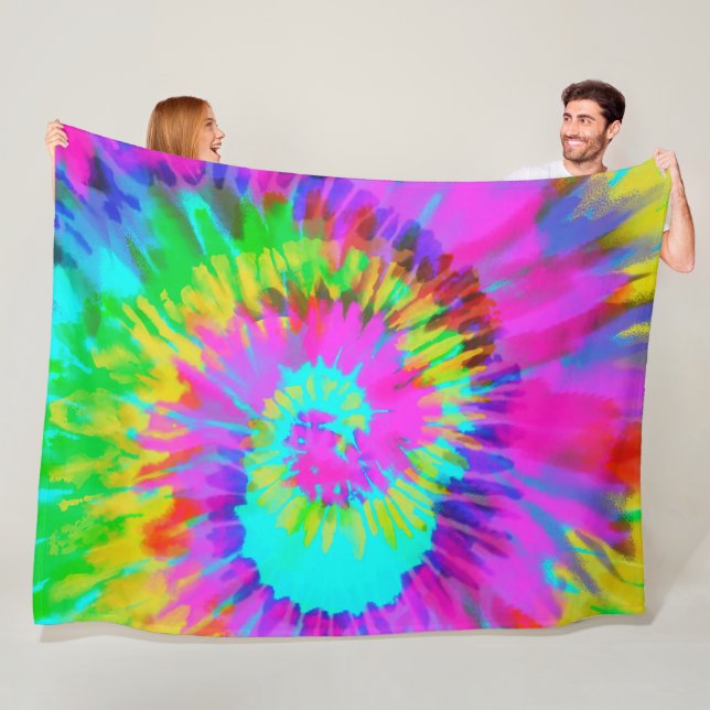 Couverture Polaire Neon Tie Dye Swirl (En situation)